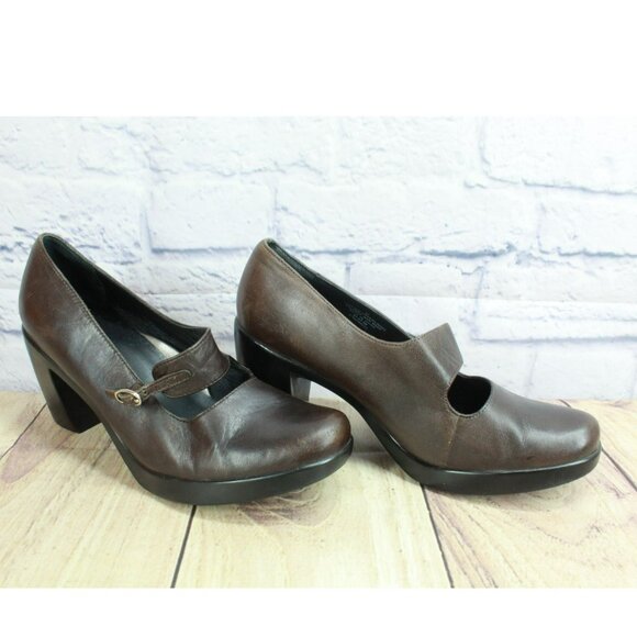 Dansko Tara Brown Leather Adjustable Mary Jane Heel Pump Shoes Size 37 US 7 - Picture 3 of 9